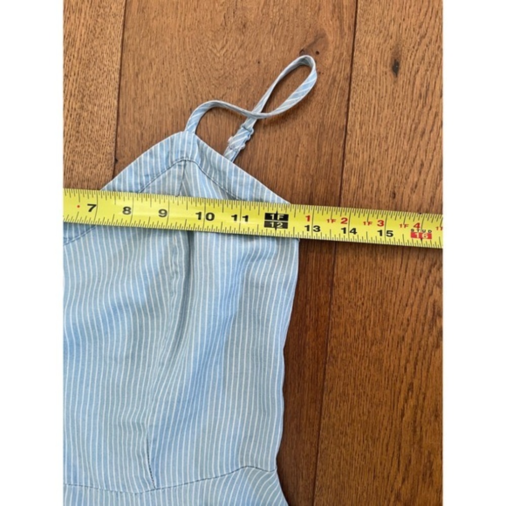 Striped Cami Sundress Light Blue White Smocked Back A Line Mini Summer Dress S - Picture 14 of 15